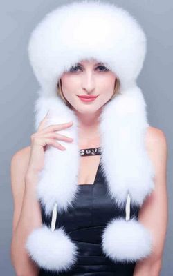 B040-2 2015 High quality elegant fox fur hat genuine leather millinery winter