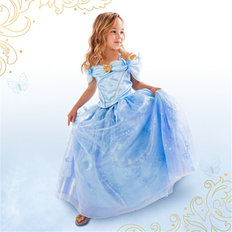 F68036 Girls Kids Children Cinderella Fancy Princess Palace Cosplay Dress
