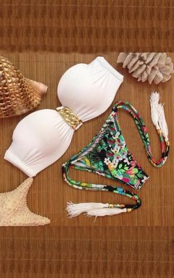 F4482 Summer Swimsuit Bath Suit Push Bikini set Solid Swimwears