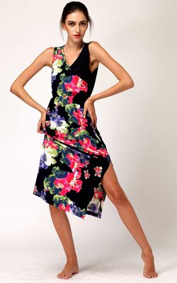F2462new product summer dress with elastic waist medium-long dress