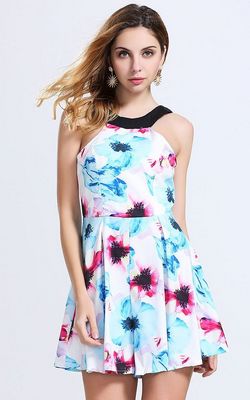 F2469 Beach Floral Mini Dress