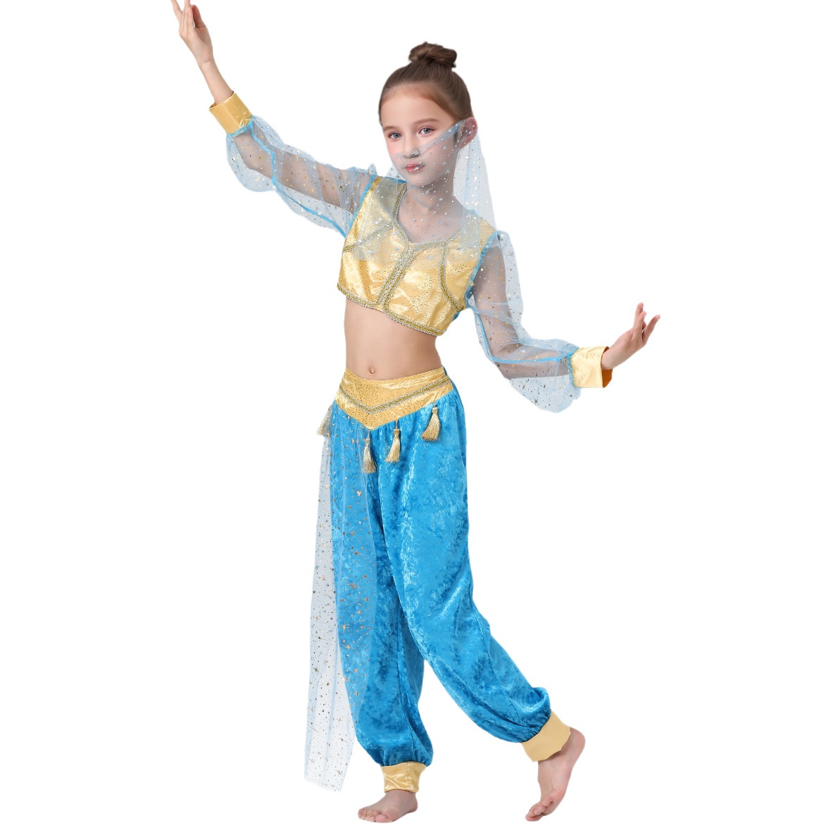 Princess Jasmine Costume for Kids Halloween Festival Indian Role Play Dress