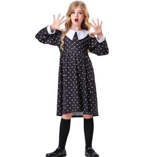 Wedding day girl addams cosplay school uniform gothic clothing dress for kids