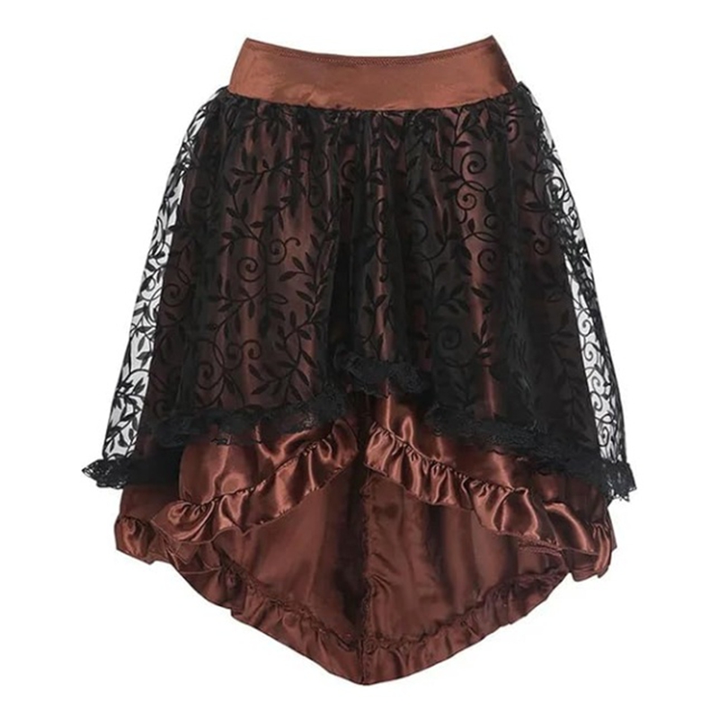 Women Fashion Retro Gothic Skirt Renaissance Lace Irregular Skirt Party Dress