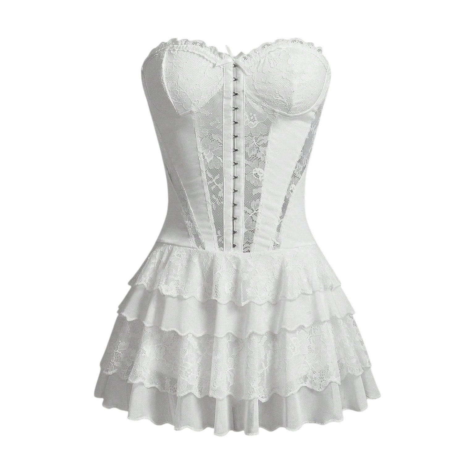 Women Lace Corset Bustier Mini Dress Slim Push‑Up Tummy Control Bodycon Dress