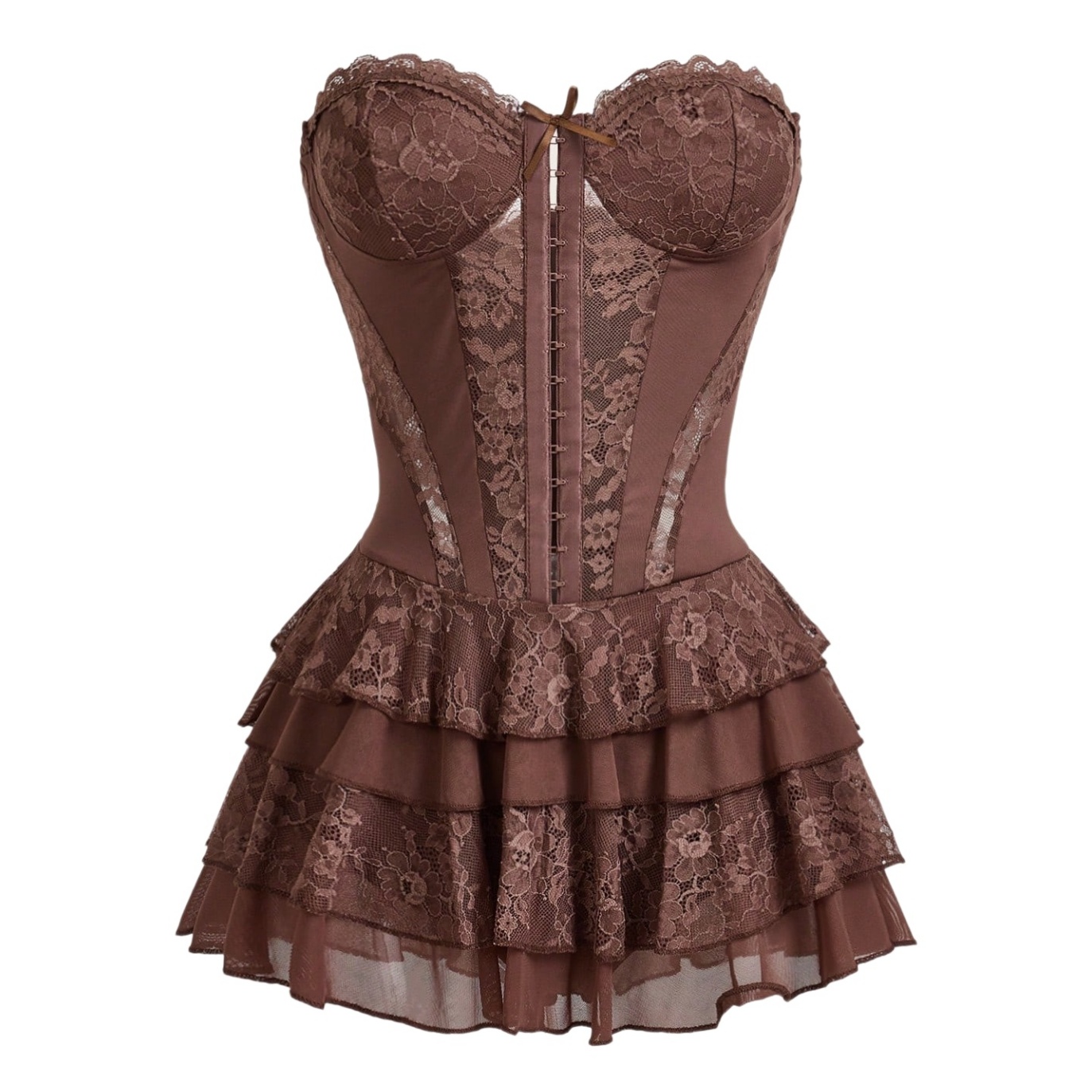 Women Lace Corset Bustier Mini Dress Slim Push‑Up Tummy Control Bodycon Dress